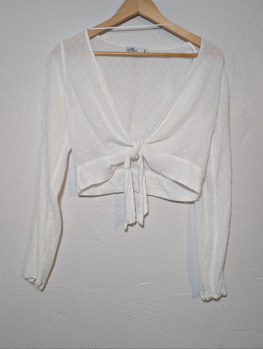 Hollister SheerWhite Tie Front Crop Top Layer Boho Hippie Indie Festival Beach